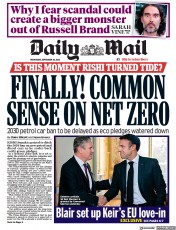 Daily Mail front page for 20 September 2023