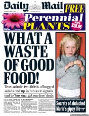 Daily Mail (UK) Newspaper Front Page for 21 October 2013
