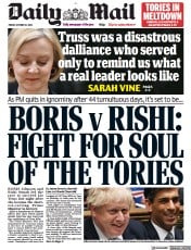 Daily Mail (UK) Newspaper Front Page for 21 October 2022