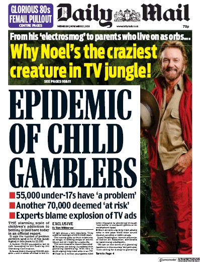 Daily Mail Newspaper Front Page (UK) for 21 November 2018