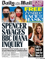 Daily Mail (UK) Newspaper Front Page for 21 November 2020