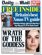 Daily Mail (UK) Newspaper Front Page for 21 December 2013