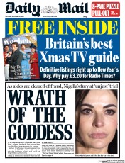 Daily Mail Newspaper Front Page (UK) for 21 December 2013