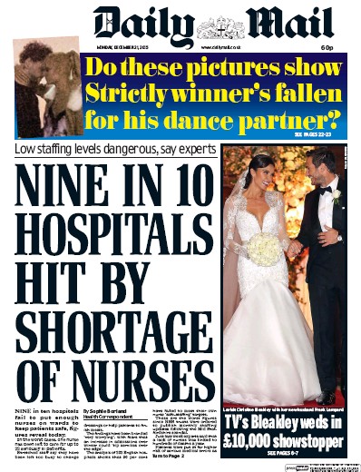 Daily Mail Newspaper Front Page (UK) for 21 December 2015