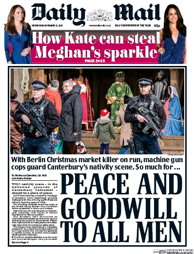 Daily Mail Newspaper Front Page (UK) for 21 December 2016