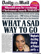 Daily Mail (UK) Newspaper Front Page for 21 December 2017