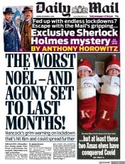 Daily Mail (UK) Newspaper Front Page for 21 December 2020