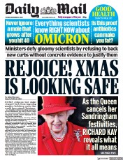 Daily Mail (UK) Newspaper Front Page for 21 December 2021