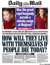 Daily Mail (UK) Newspaper Front Page for 21 December 2022