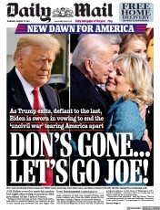Daily Mail (UK) Newspaper Front Page for 21 January 2021