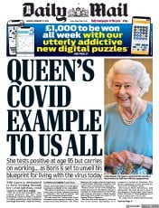 Daily Mail (UK) Newspaper Front Page for 21 February 2022