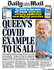 Daily Mail (UK) Newspaper Front Page for 21 February 2022