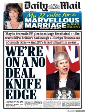 Daily Mail (UK) Newspaper Front Page for 21 March 2019