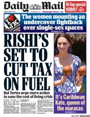 Daily Mail (UK) Newspaper Front Page for 21 March 2022