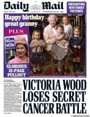 Daily Mail (UK) Newspaper Front Page for 21 April 2016