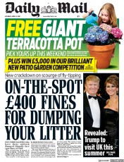 Daily Mail (UK) Newspaper Front Page for 21 April 2018
