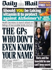 Daily Mail (UK) Newspaper Front Page for 21 May 2013