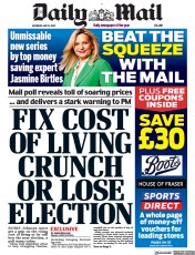 Daily Mail front page for 21 May 2022