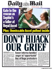 Daily Mail (UK) Newspaper Front Page for 21 June 2017