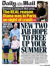 Daily Mail (UK) Newspaper Front Page for 21 June 2021
