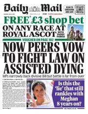 Daily Mail front page for 21 June 2025