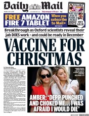 Daily Mail (UK) Newspaper Front Page for 21 July 2020