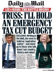 Daily Mail (UK) Newspaper Front Page for 21 July 2022