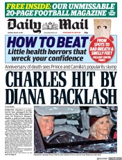 Daily Mail (UK) Newspaper Front Page for 21 August 2017