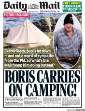 Daily Mail (UK) Newspaper Front Page for 21 August 2020