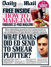 Daily Mail Newspaper Front Page (UK) for 21 September 2013
