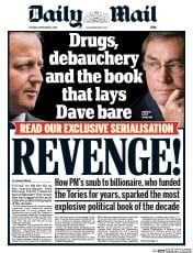 Daily Mail (UK) Newspaper Front Page for 21 September 2015