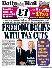 Daily Mail (UK) Newspaper Front Page for 21 September 2022