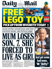 Daily Mail (UK) Newspaper Front Page for 22 October 2016