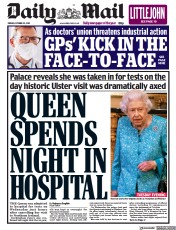 Daily Mail (UK) Newspaper Front Page for 22 October 2021