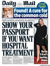 Daily Mail (UK) Newspaper Front Page for 22 November 2016