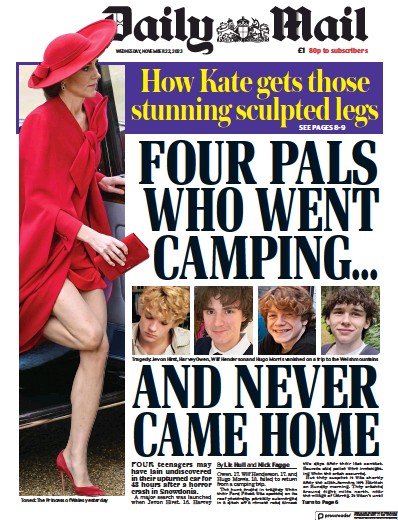 Daily Mail Newspaper Front Page (UK) for 22 November 2023