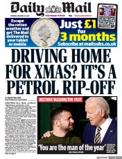 Daily Mail (UK) Newspaper Front Page for 22 December 2022