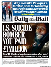 Daily Mail (UK) Newspaper Front Page for 22 February 2017