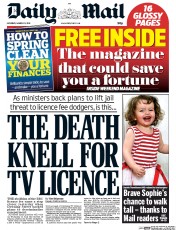 Daily Mail Newspaper Front Page (UK) for 22 March 2014