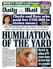 Daily Mail (UK) Newspaper Front Page for 22 March 2016