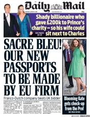 Daily Mail (UK) Newspaper Front Page for 22 March 2018