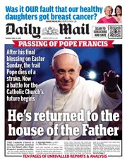 Daily Mail front page for 22 April 2025