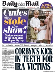 Daily Mail (UK) Newspaper Front Page for 22 May 2017