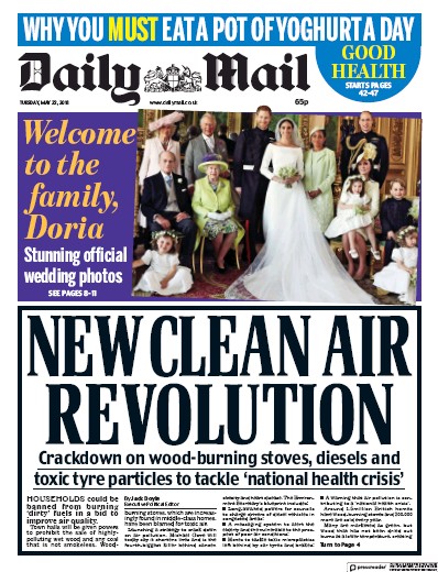 Daily Mail Newspaper Front Page (UK) for 22 May 2018