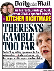 Daily Mail (UK) Newspaper Front Page for 22 May 2019