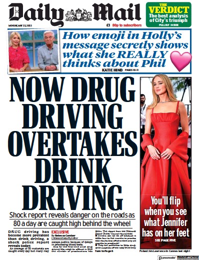 Daily Mail Newspaper Front Page (UK) for 22 May 2023