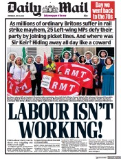 Daily Mail (UK) Newspaper Front Page for 22 June 2022