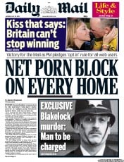 Daily Mail Newspaper Front Page (UK) for 22 July 2013