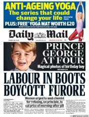 Daily Mail (UK) Newspaper Front Page for 22 July 2017