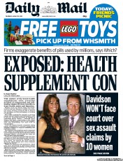 Daily Mail Newspaper Front Page (UK) for 22 August 2013